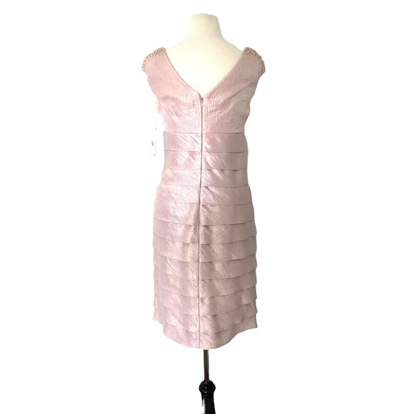 NWT Jessica Howard Pink Short Sleeve Beaded Sheath Tiered Dress Sz 6 - Picture 2 of 10
